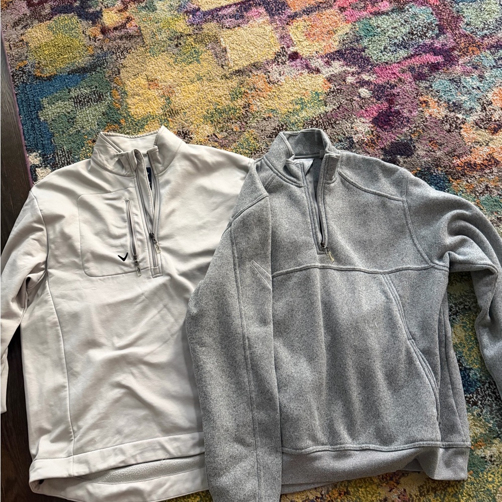 Callaway Men's Zip-Up Sweaters in Light Gray and Off-White
